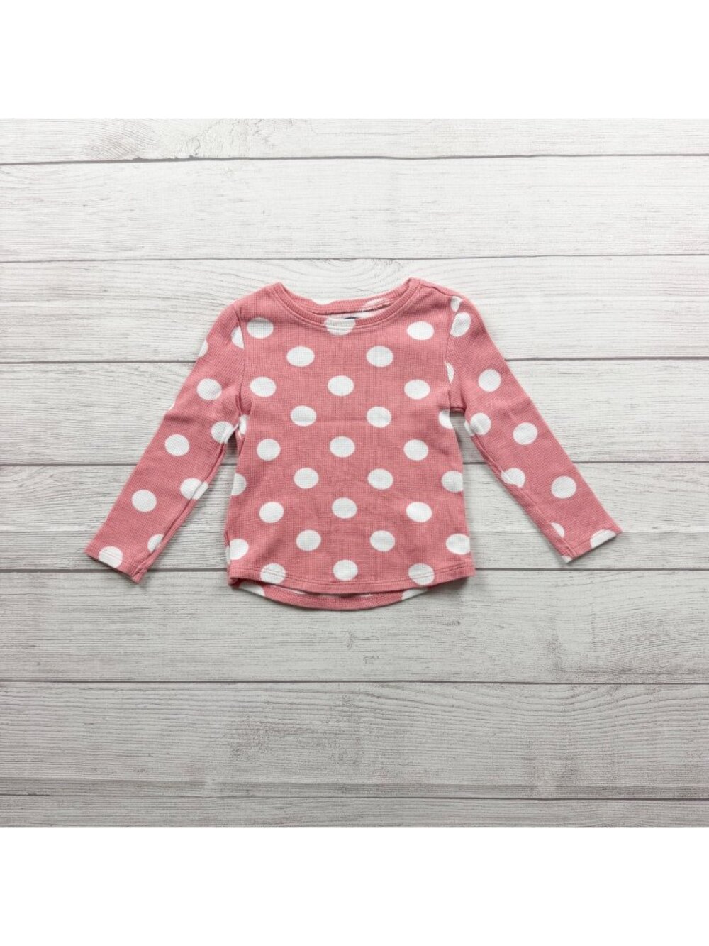 Old Navy Pink White Polka Dot Long Sleeve Shirt Toddler Girls 3T
